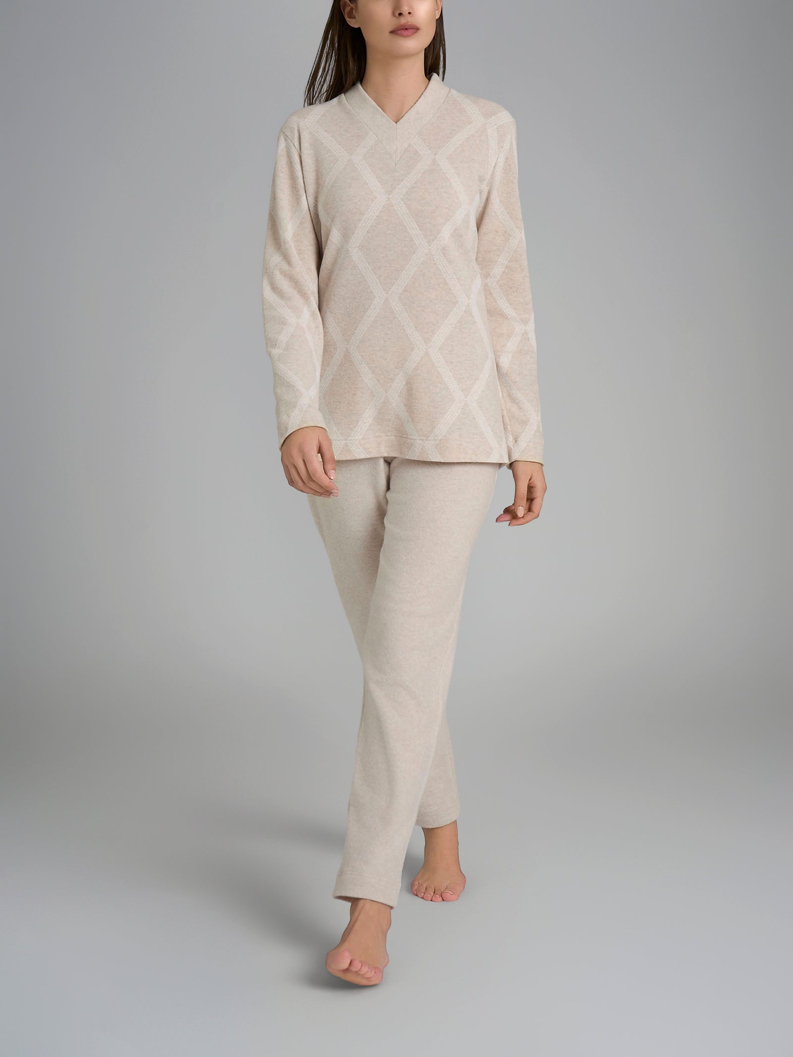 Ragno Jersey Cotone pigiama lungo donna cotone panna