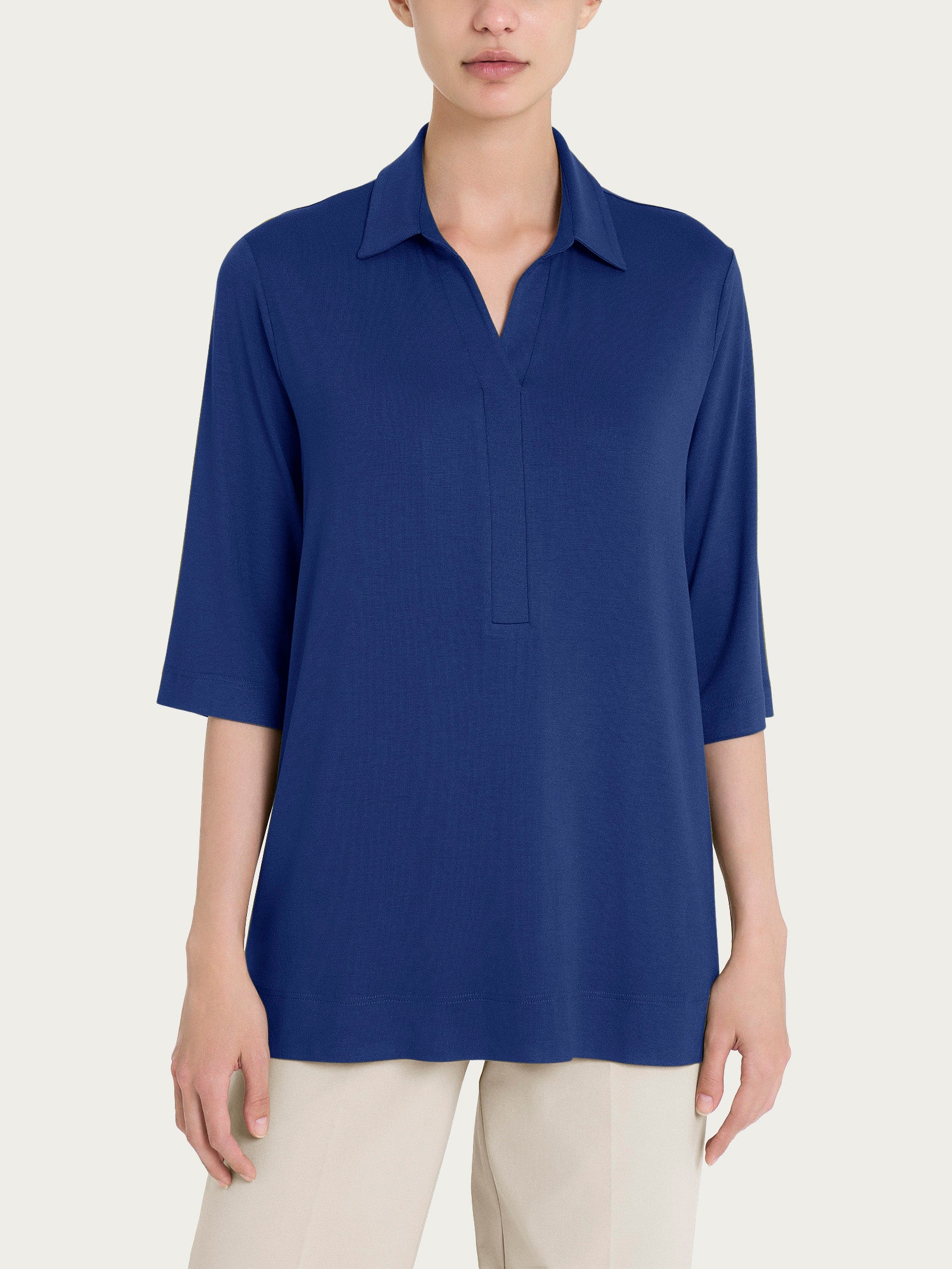 Ragno Viscosa Summer polo 3/4 blueberry viscosa