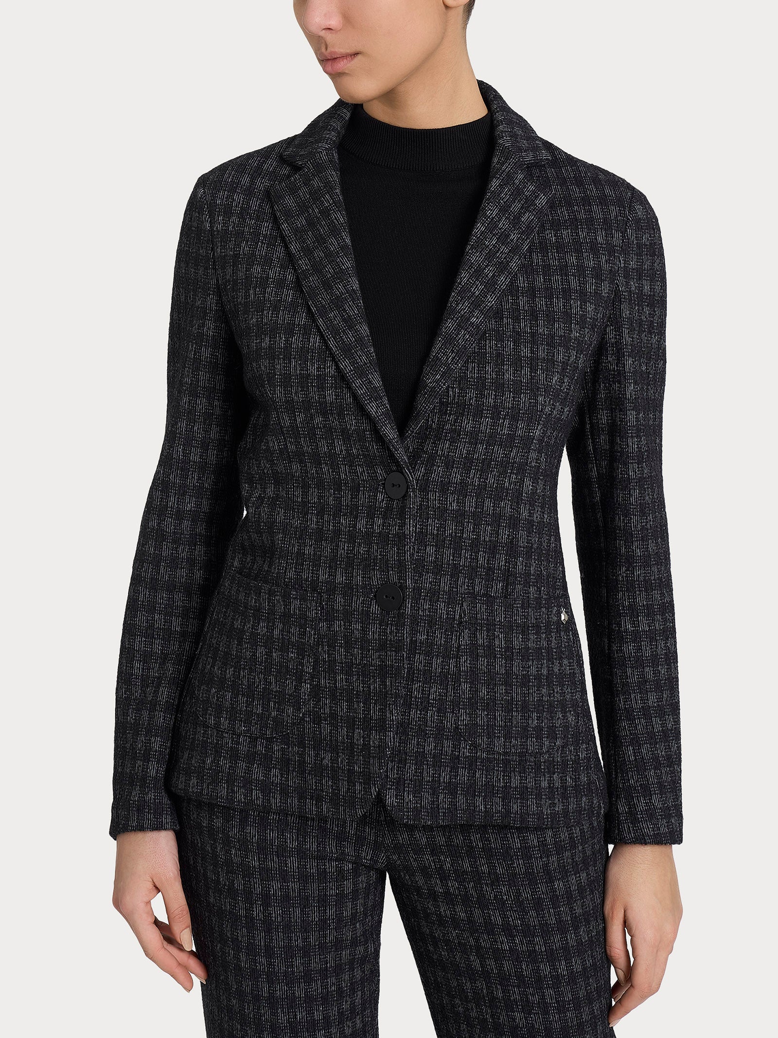 Ragno Eco Jacquard blazer 2 bottoni Fant.Nero lana