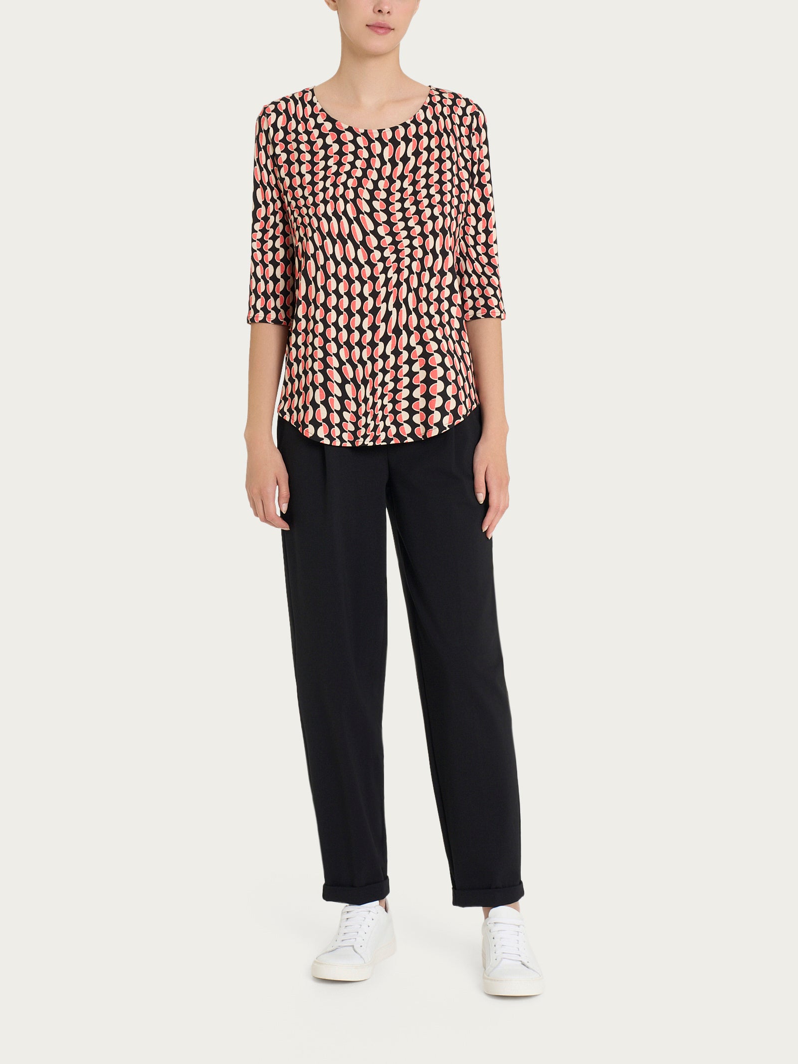 Ragno Crepe maglietta donna Nero onde manica 3/4