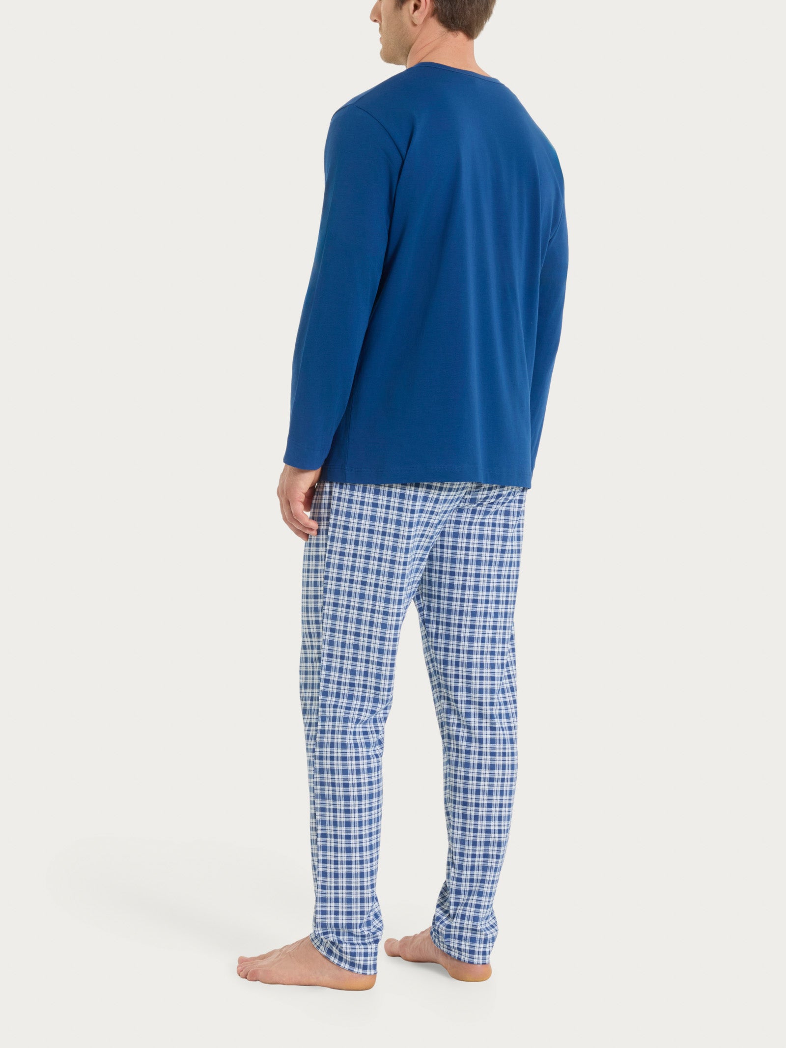 Ragno Jersey Cotone Pigiama Serafino Tartan Navy Peony
