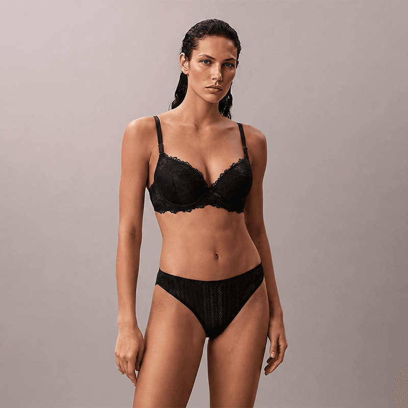 Maria Grazia Severi Floral Lace completo intimo nero pizzo rete