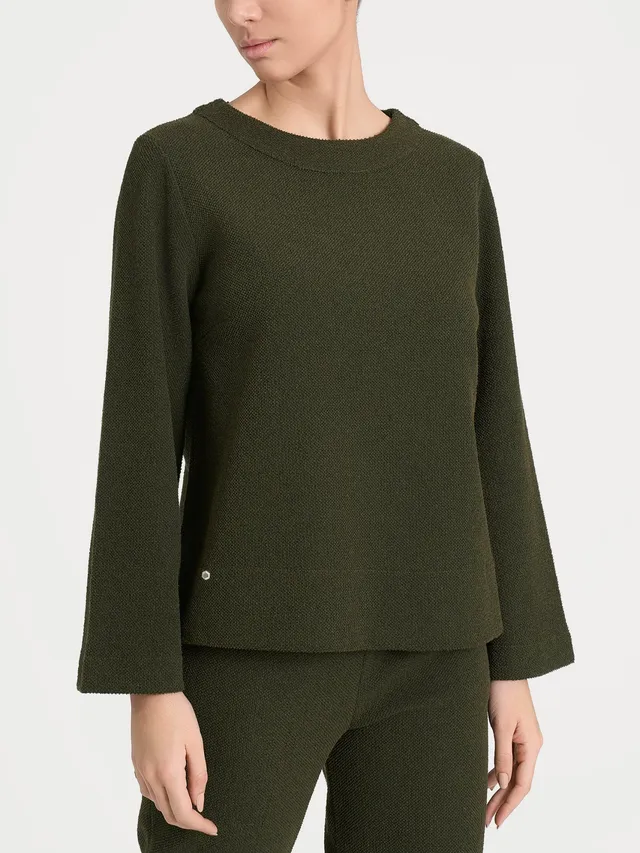 Ragno Japanese Fleece felpa girocollo donna Dark Olive calda