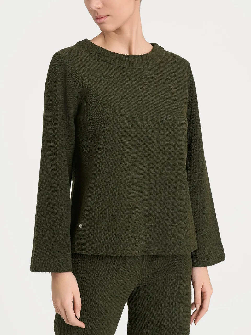 Ragno Japanese Fleece felpa girocollo donna Dark Olive calda