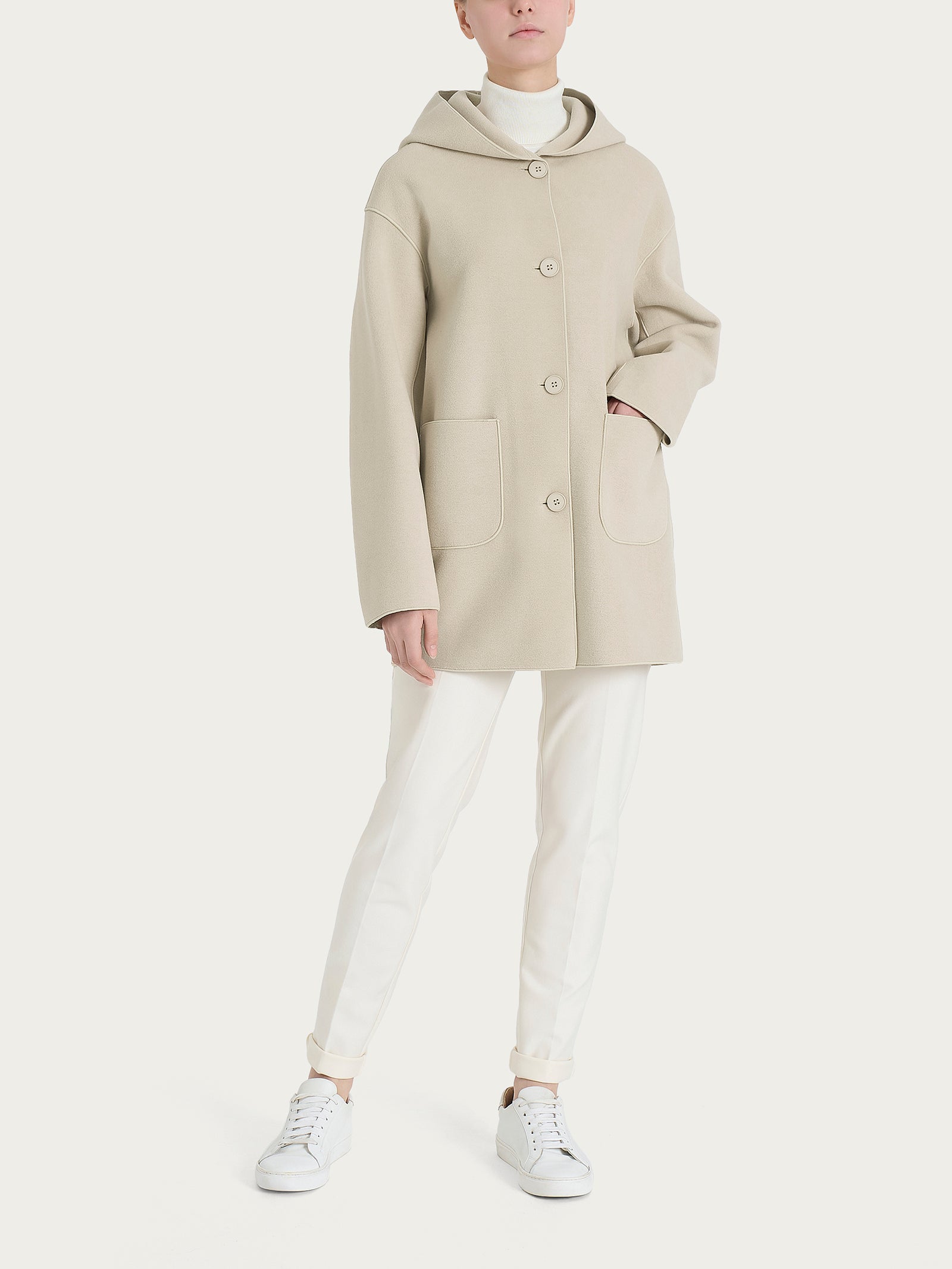 Ragno Vegan Wool giaccone cappuccio Champignon Mel.