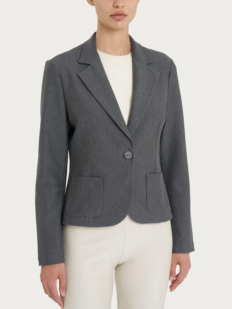 Ragno Compact Blazer Corto Donna Ardesia Mel Elasticizzato