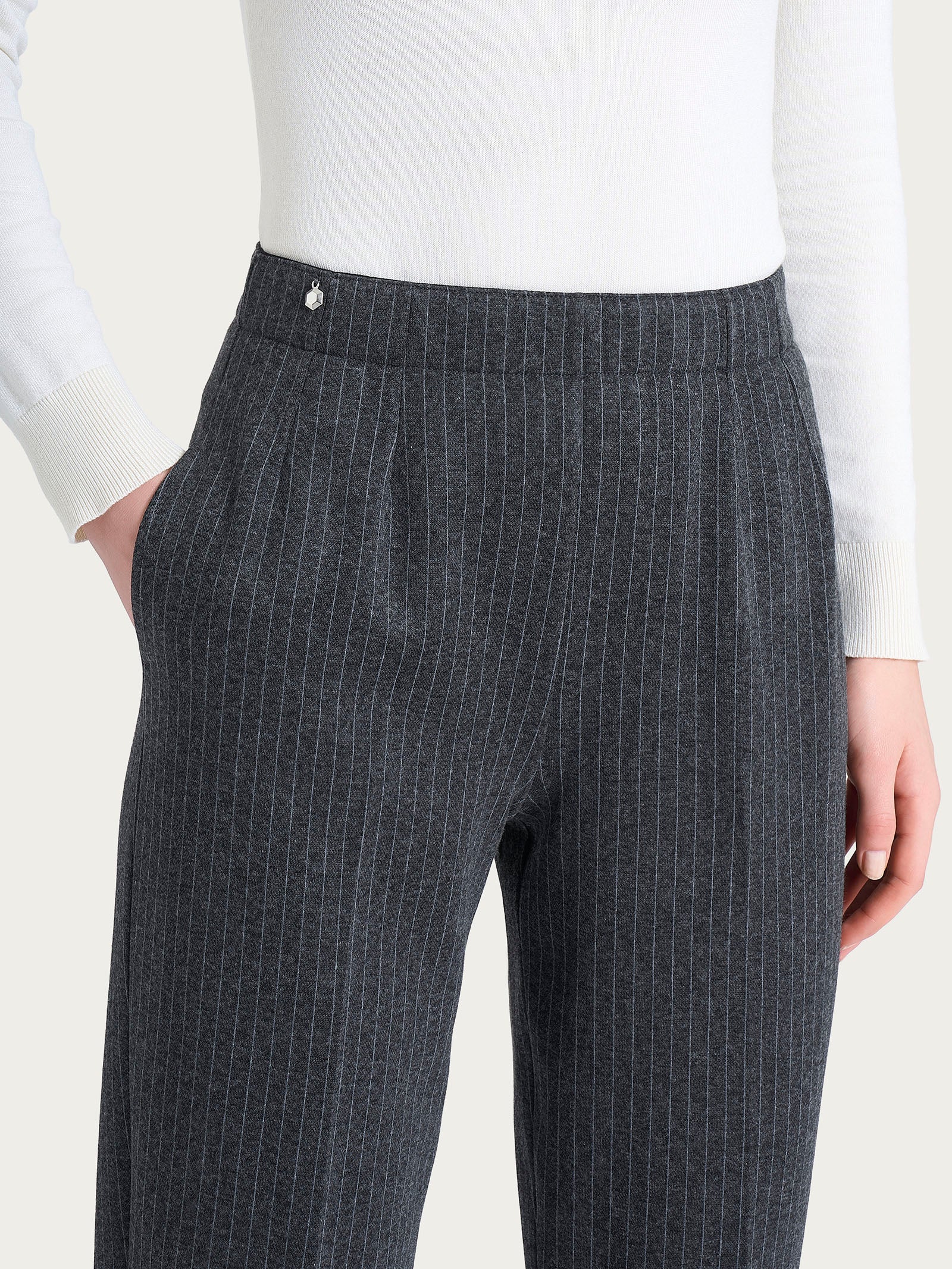 Ragno Eco Jacquard pantalone sigaretta gessato Fant.Oscuro