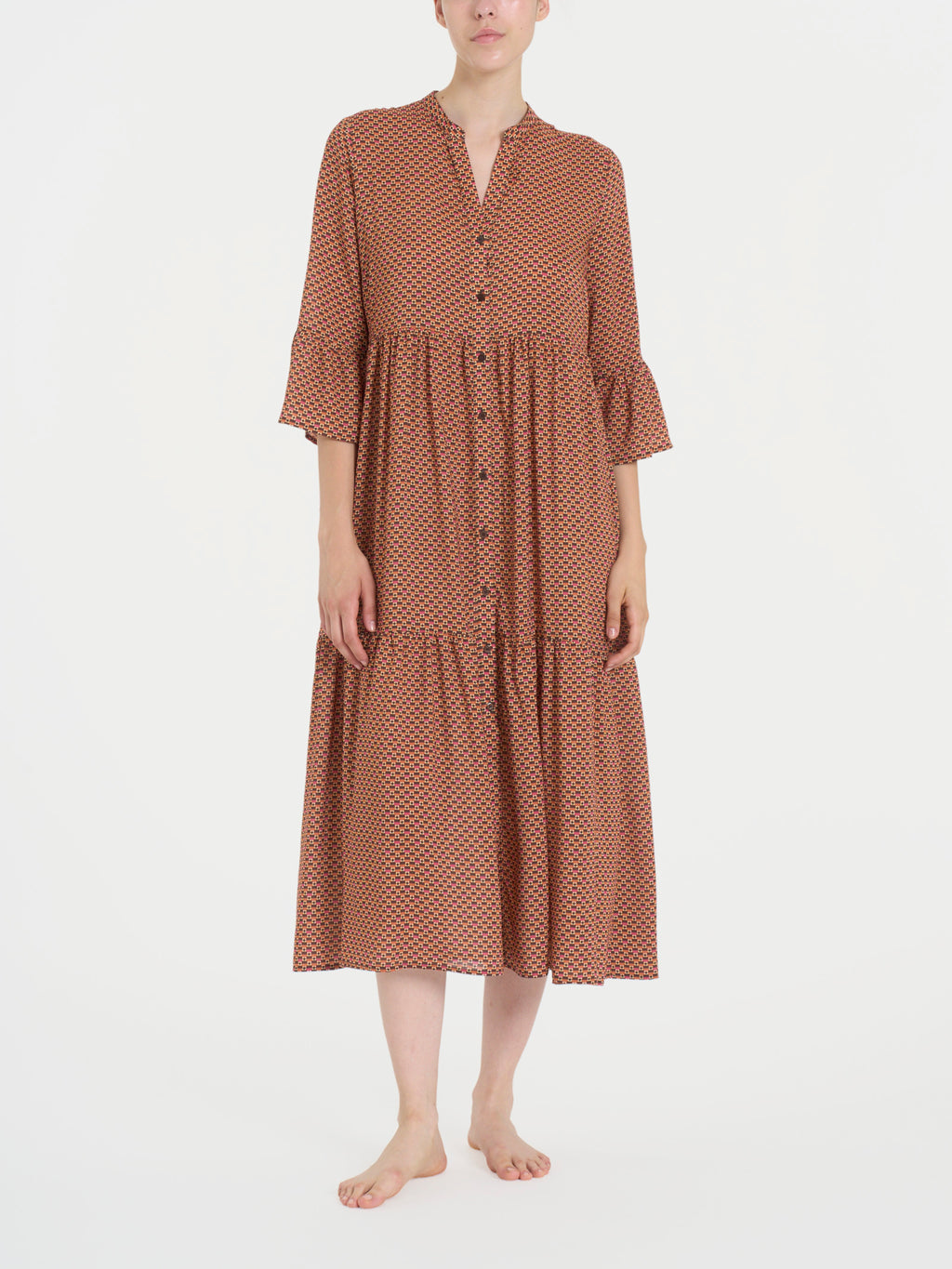 Ragno EcoSeta vestito lungo manica 3/4 Spice Route