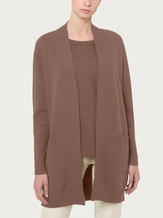 Ragno Super Soft cardigan lungo donna pine bark caldo