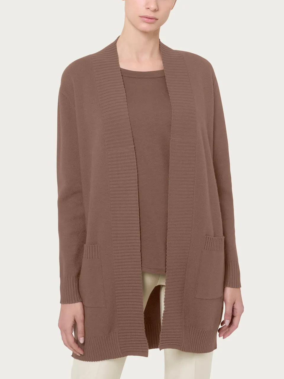 Ragno Super Soft cardigan lungo donna pine bark caldo