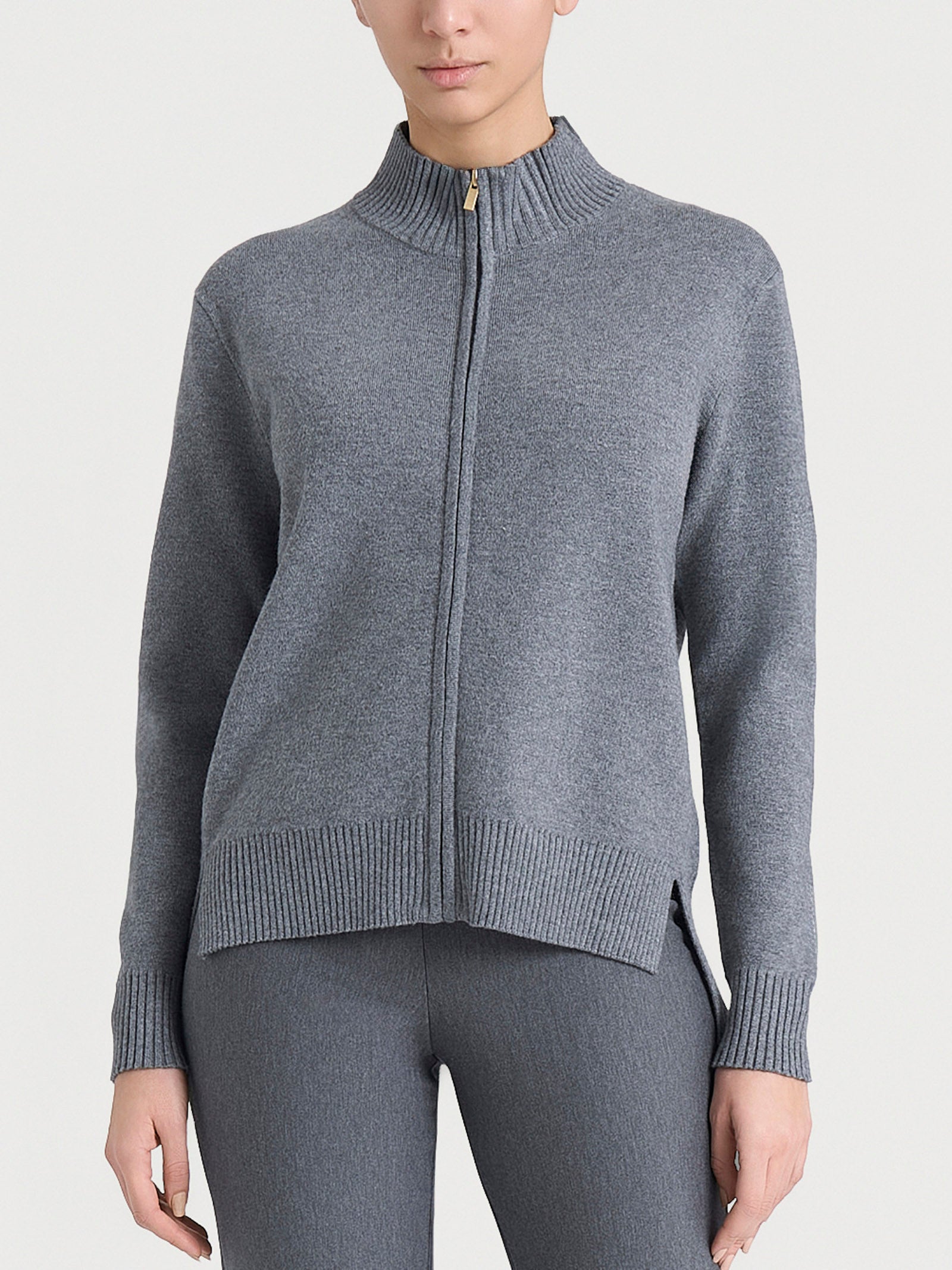 Ragno Four Seasons Cardigan Zip Asimmetrico Ferro Mel. boxy