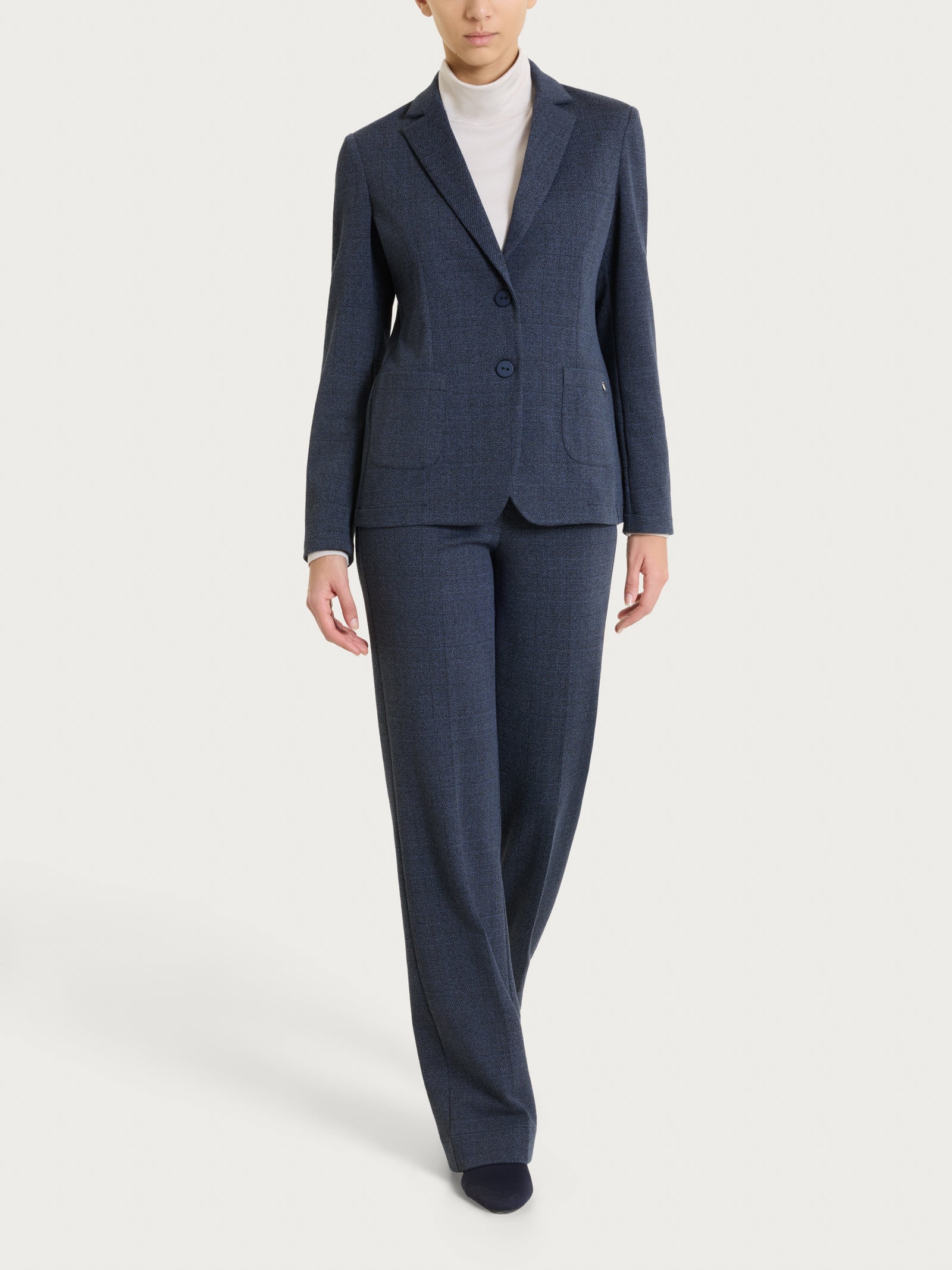 Ragno Compact Blazer Due Bottoni Jacquard Blu Tweed