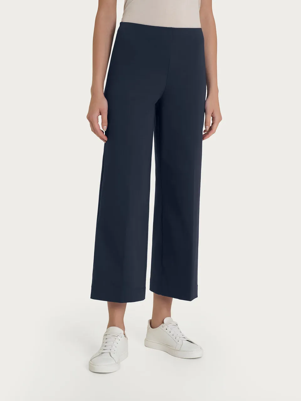 Ragno Satin Power Pantalone cropped wide Bleu satin cotone