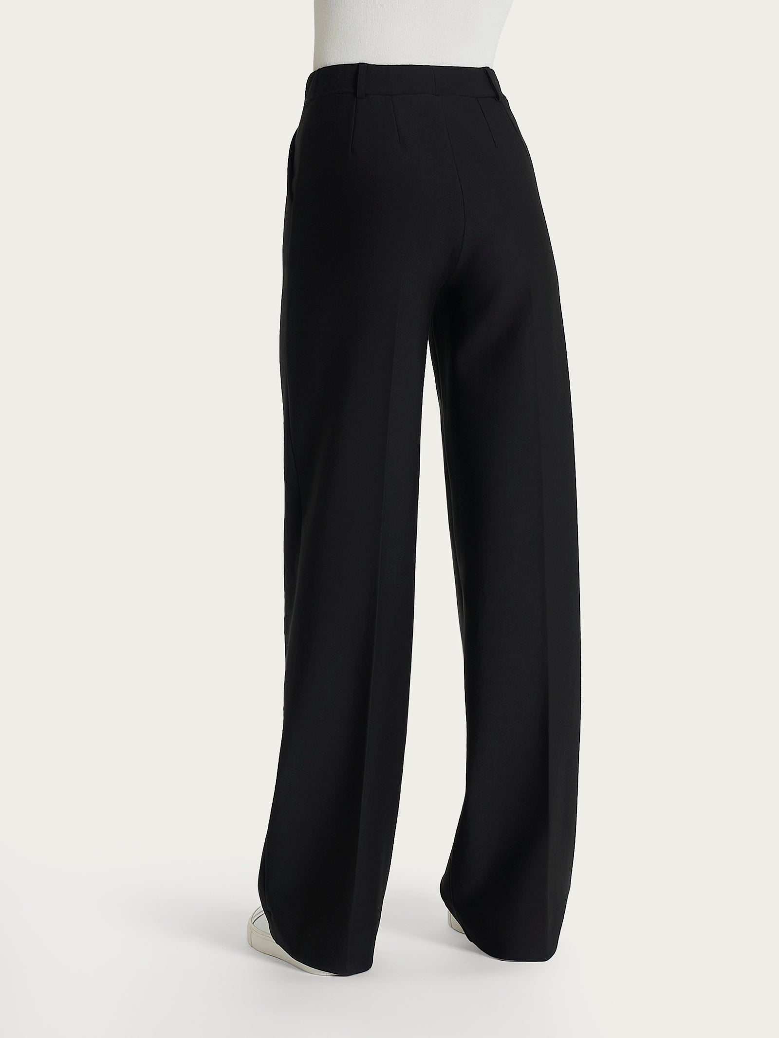 Ragno Compact Pantalone Palazzo Tasche Nero Wide Leg