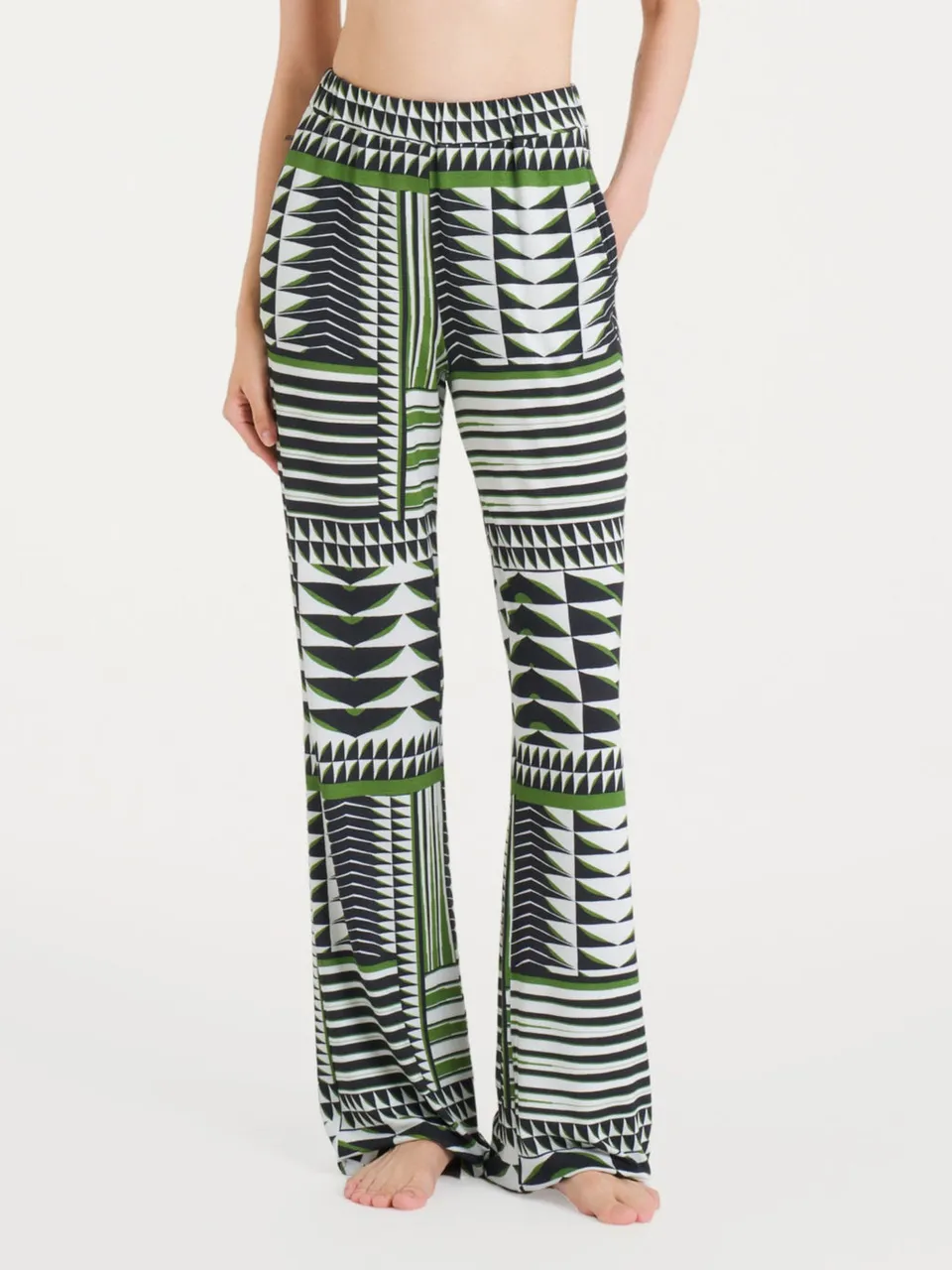Ragno Viscosa Summer pantaloni palazzo fantasia verde