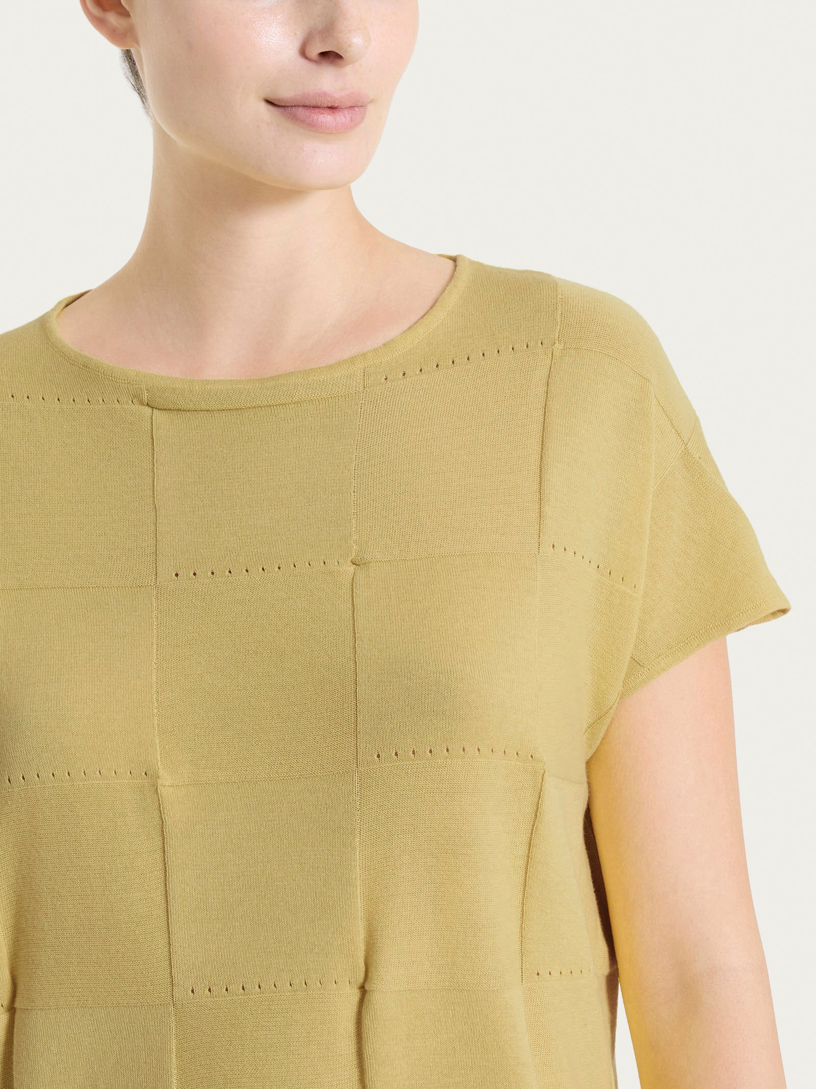 Ragno Puro Cotone Maglia manica corta check Khaki