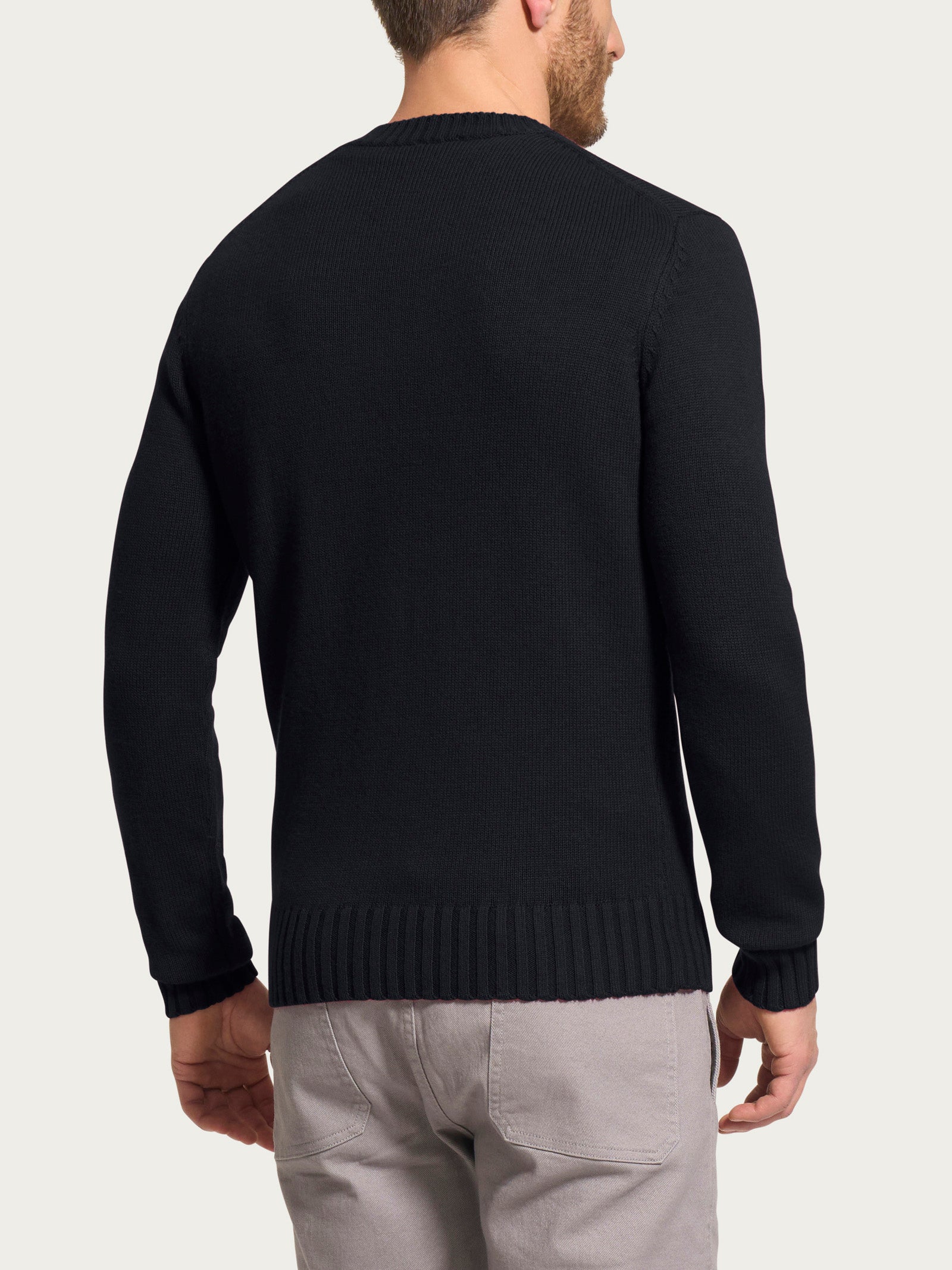 Ragno Nice Wool Pull Girocollo Uomo Nero Manica Lunga