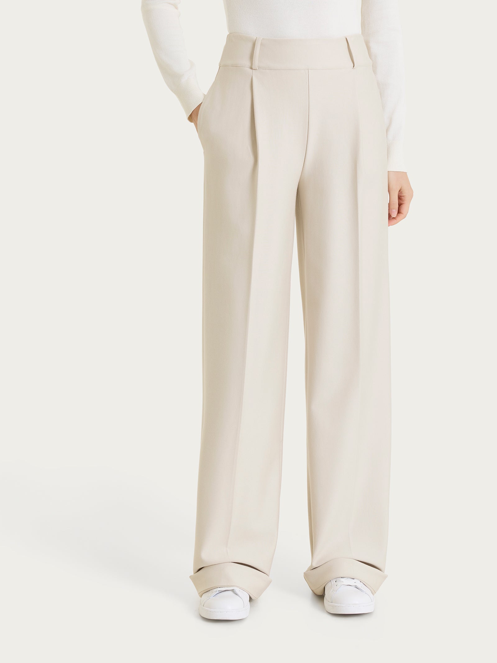Ragno Compact pantalone ampio Champignon wide leg