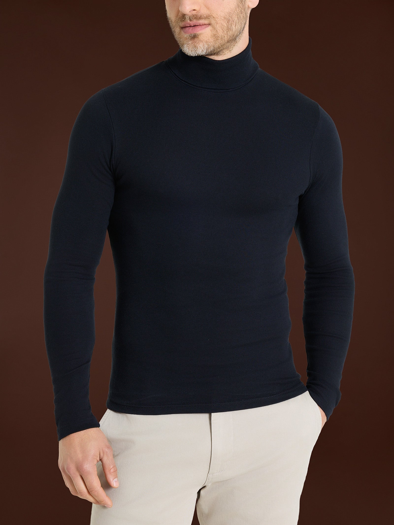Ragno Dolcevita Maglia Nero Cotone Caldo Uomo