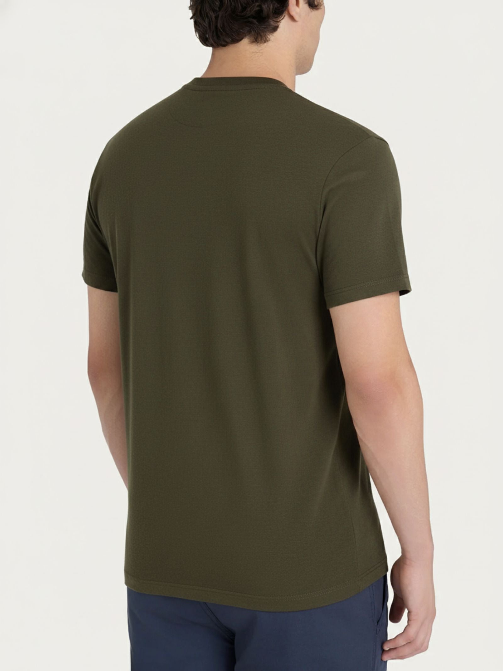 Ragno T-shirt girocollo con taschino cotone Dark Olive
