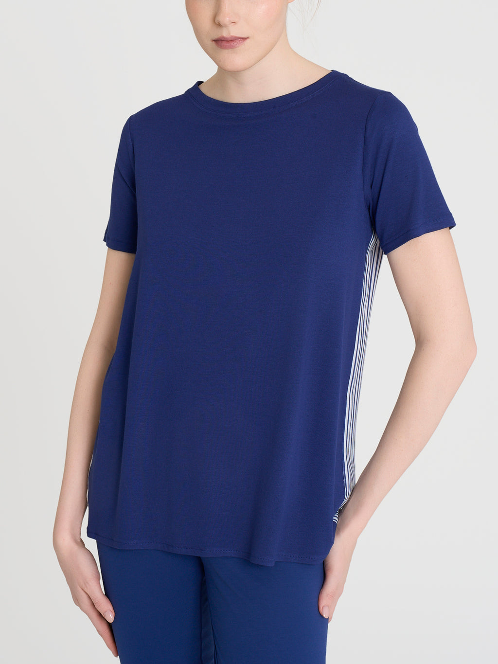 Ragno Viscosa Summer t-shirt rigata dietro Mirtillo