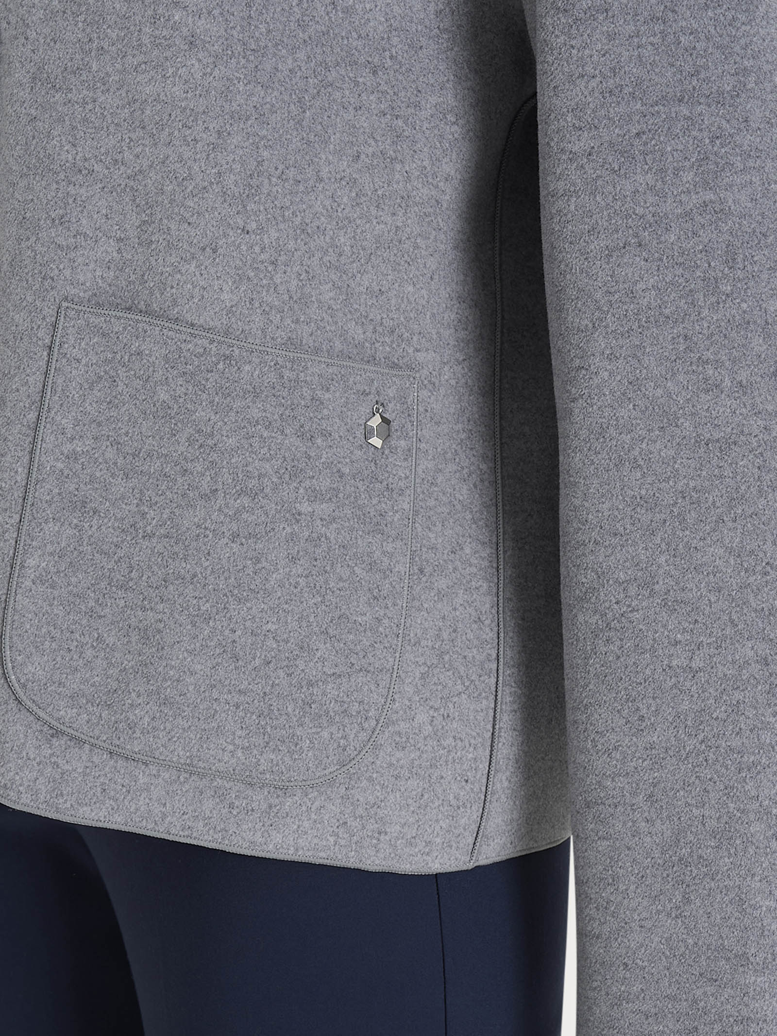 Ragno Vegan Wool Giacca Collo Camicia Grigio Mel. calda
