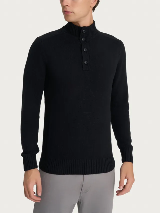 Ragno Merino Soft Lupetto Bottoni Nero misto lana