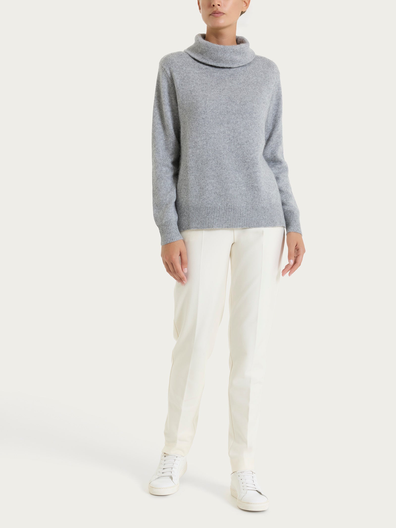 Ragno Natural Soft Maglia Collo Alto Donna Ghiaia Morbida