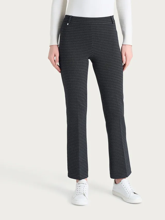Ragno Eco Jacquard Pantalone Flare Check Nero elasticizzato