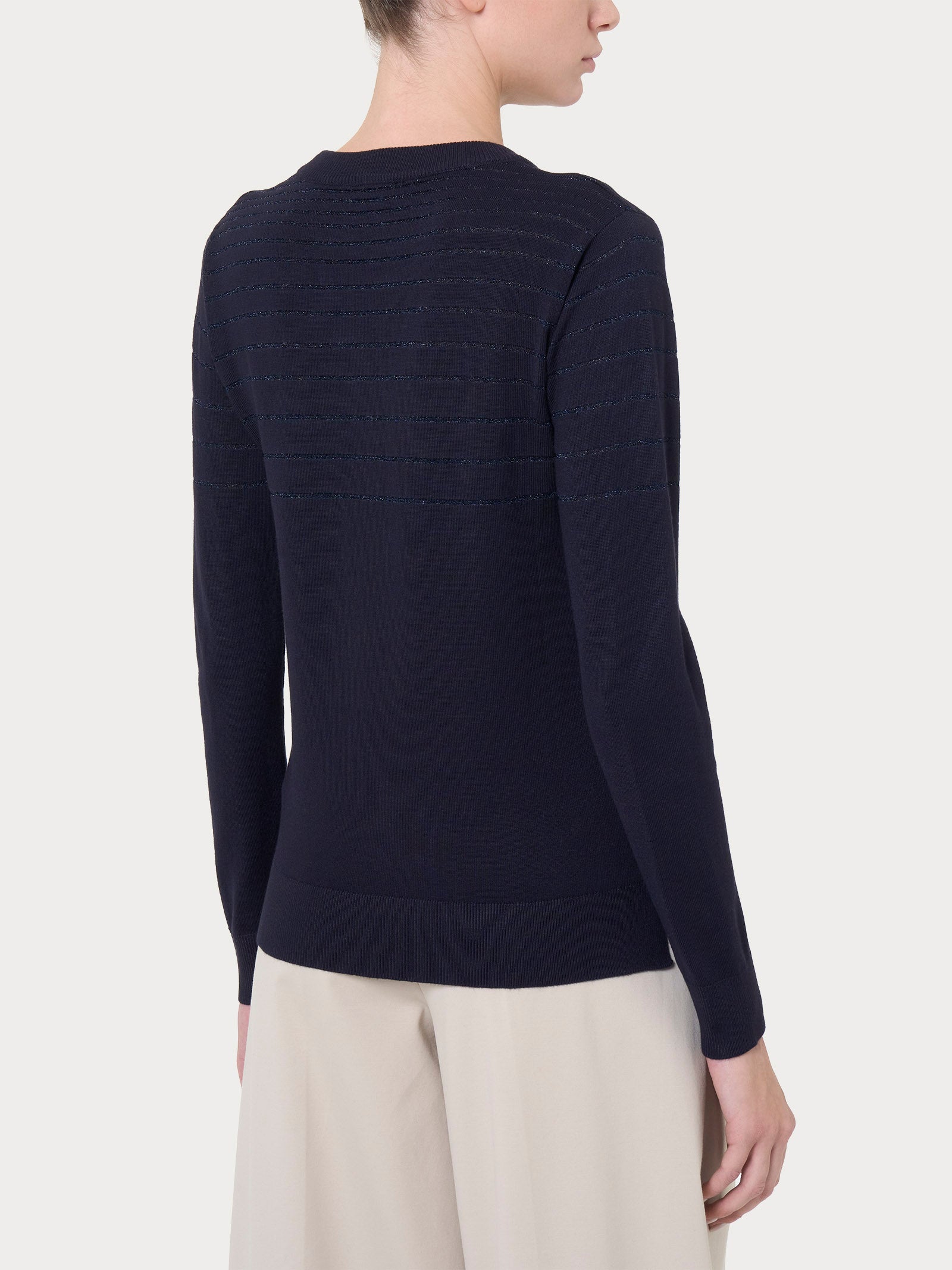 Ragno Four Seasons maglia girocollo righe Bleu lurex