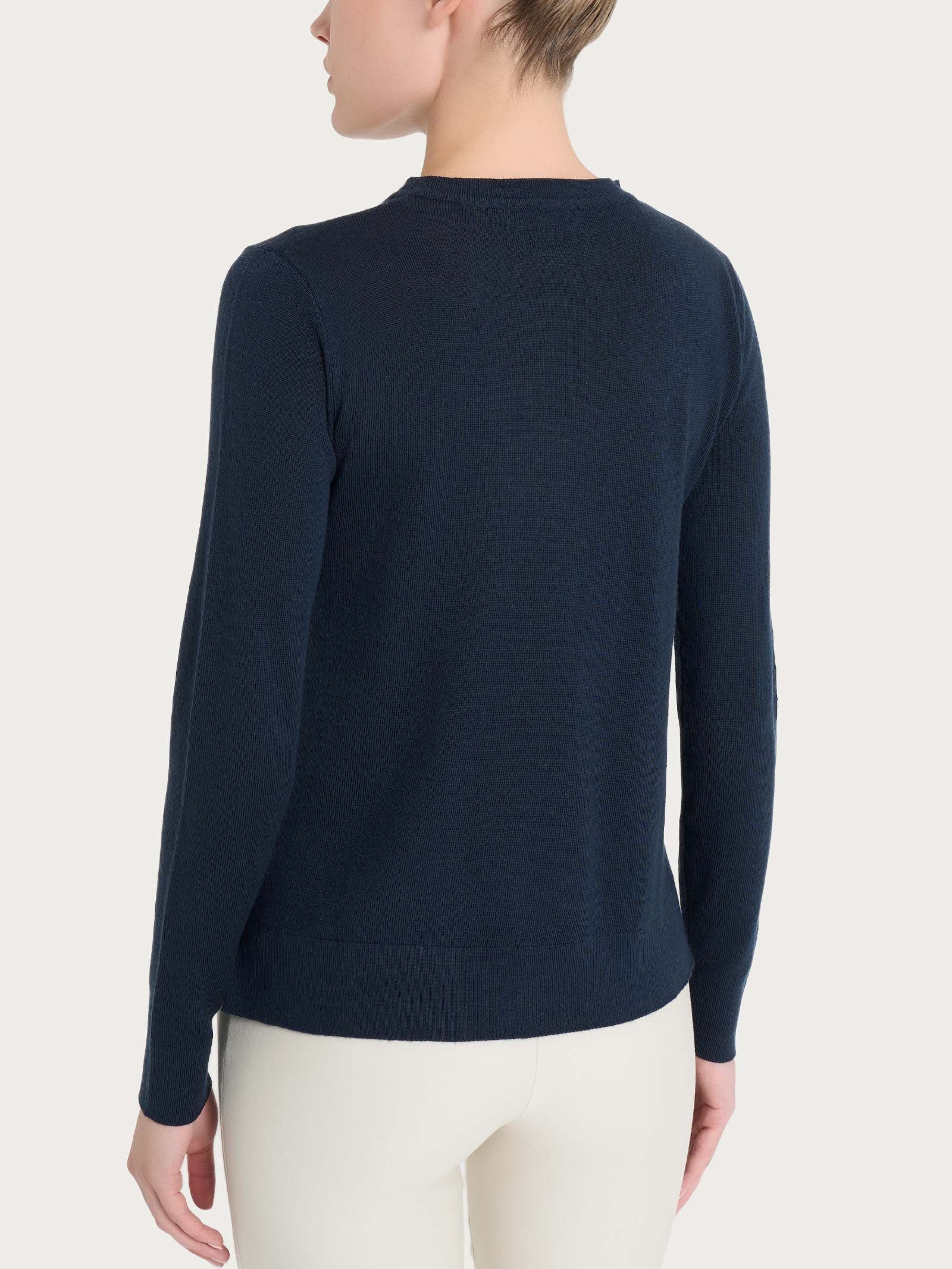 Ragno Merino Soft maglia girocollo Bleu pura lana regular