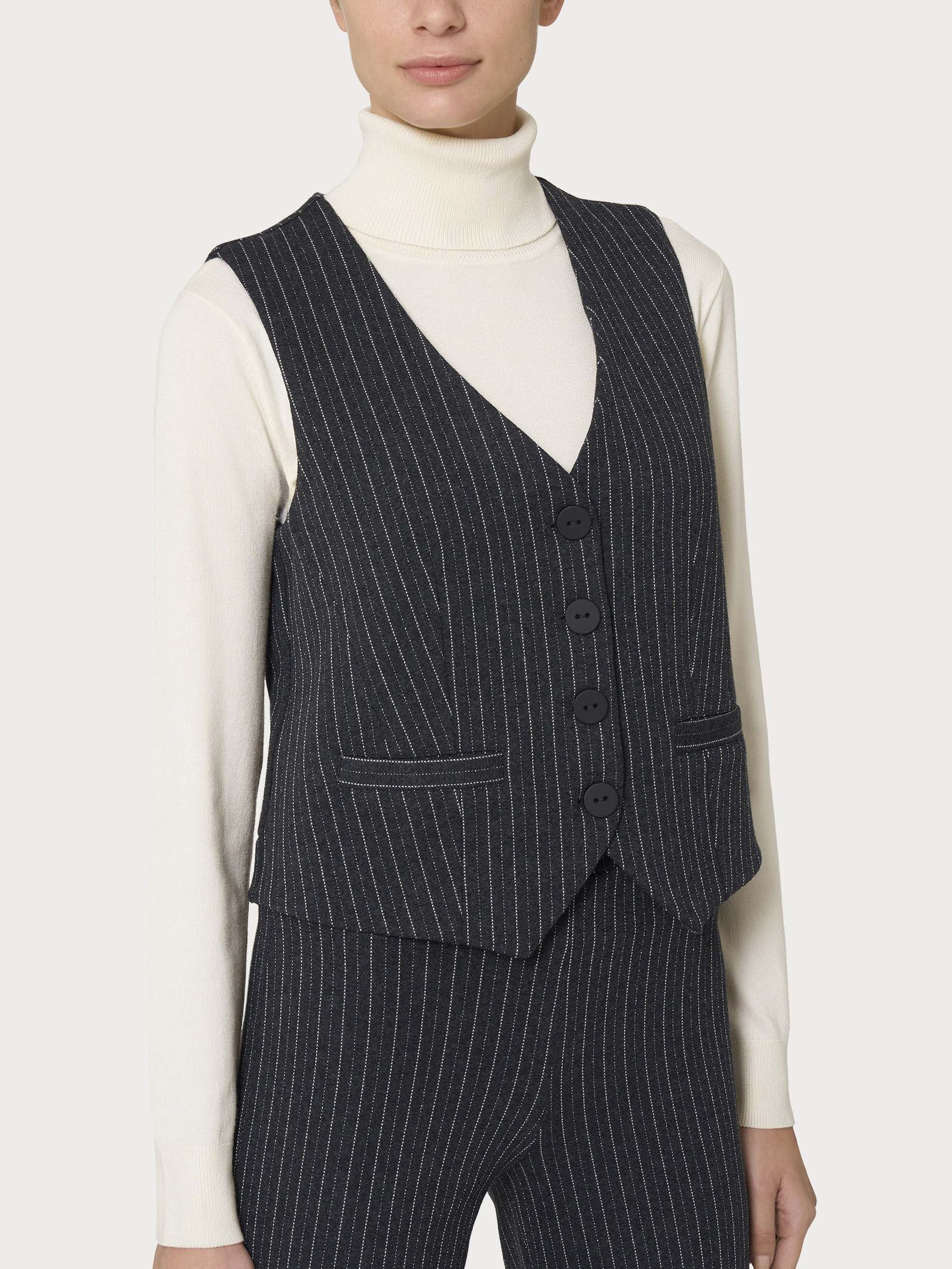 Ragno Eco Jacquard Gilet 4 Bottoni gessato Fant.Oscuro Mel