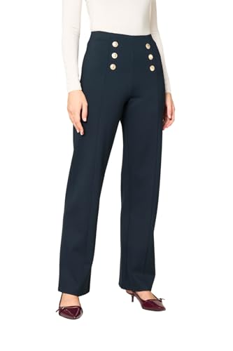 Goldenpoint Wide Leg Pantaloni Viscosa Bottoni Svasati