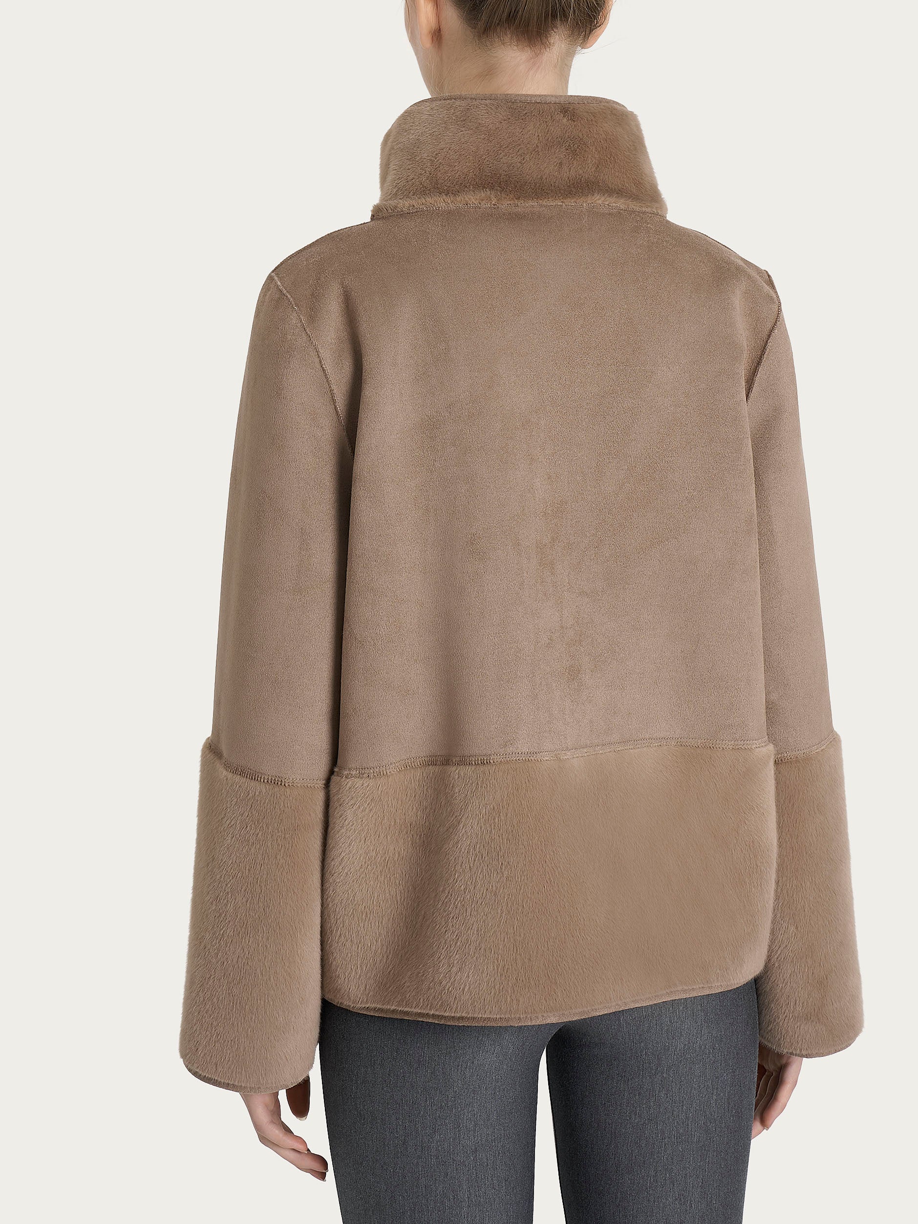 Ragno Vegan Shearling giacca corta double-face Pine Bark
