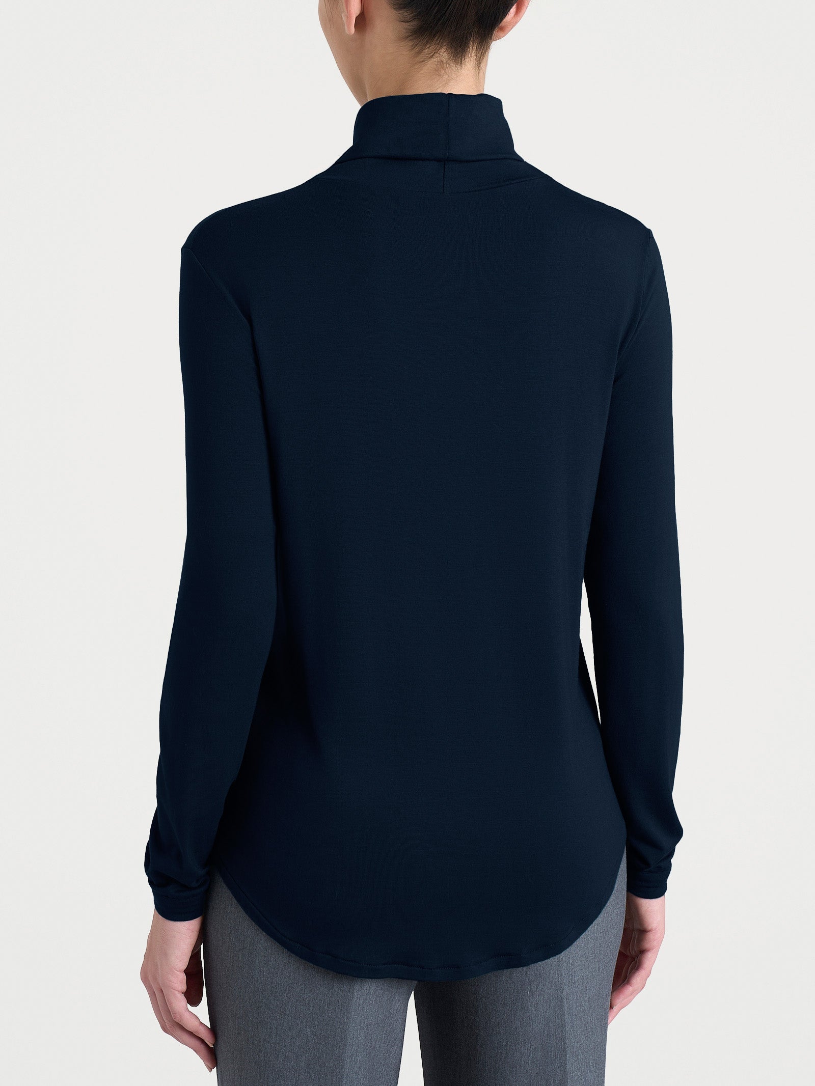 Ragno Eco Viscosa Dolcevita Maglia Donna Bleu Elasticizzata