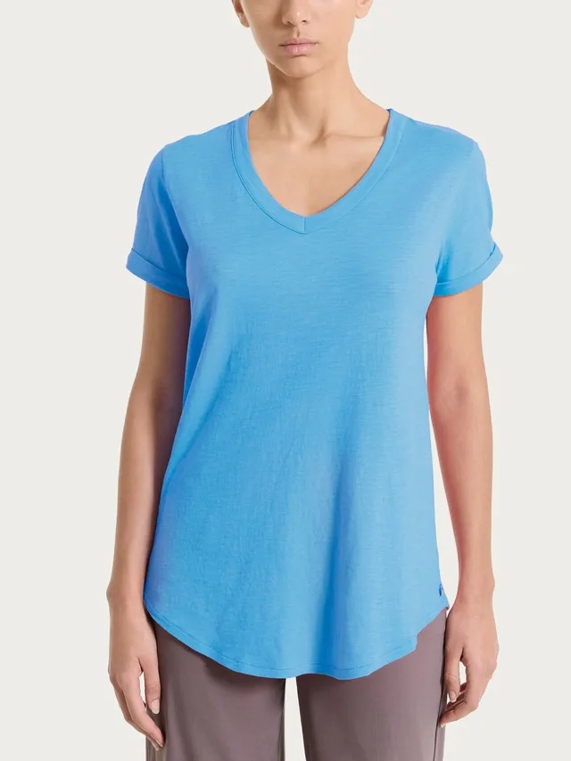 Ragno Jersey di Cotone Maglietta scollo V Azure Blue