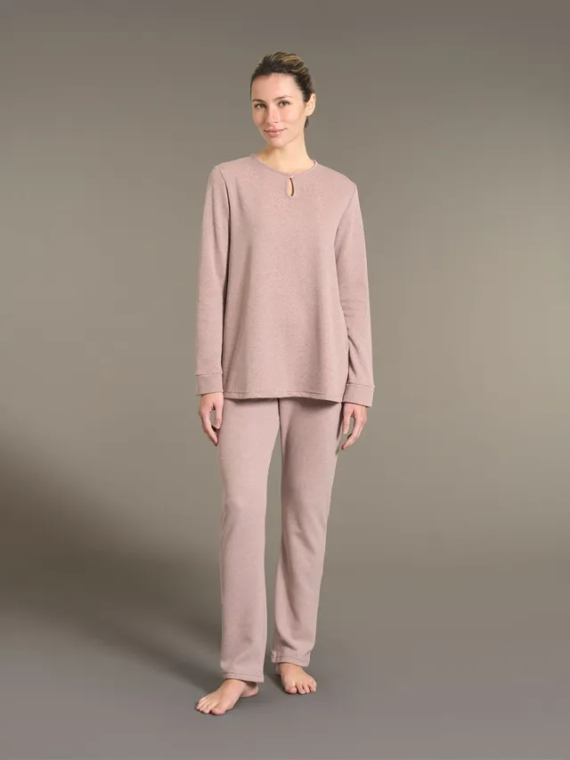 Ragno pigiama lungo donna terra in Cotton Eco Pile Lurex