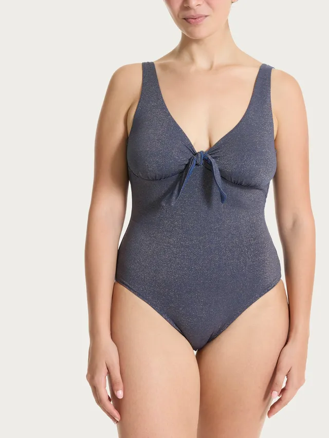 Ragno Super Fresh costume intero nodo Oceana blu con lurex