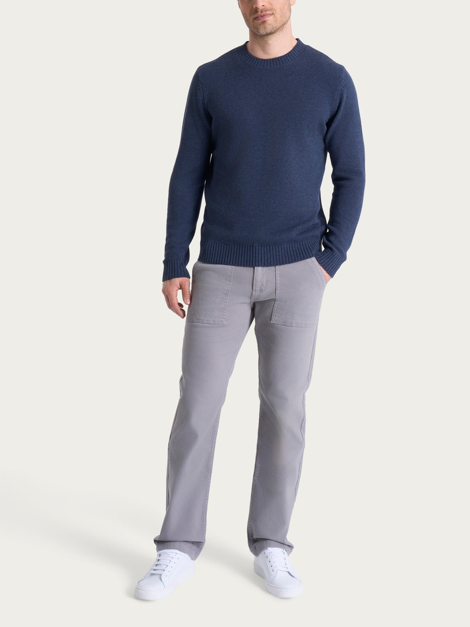 Ragno Winter Cotton pull girocollo uomo puro cotone avio