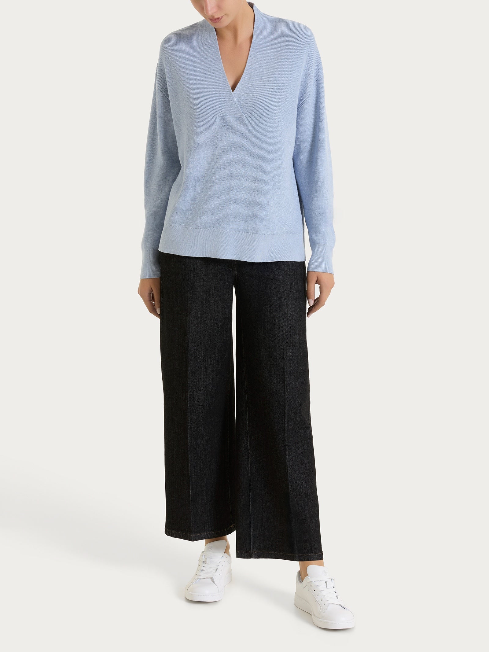 Ragno Four Seasons Maglia Scollo a V Zen Blue Punto Perla