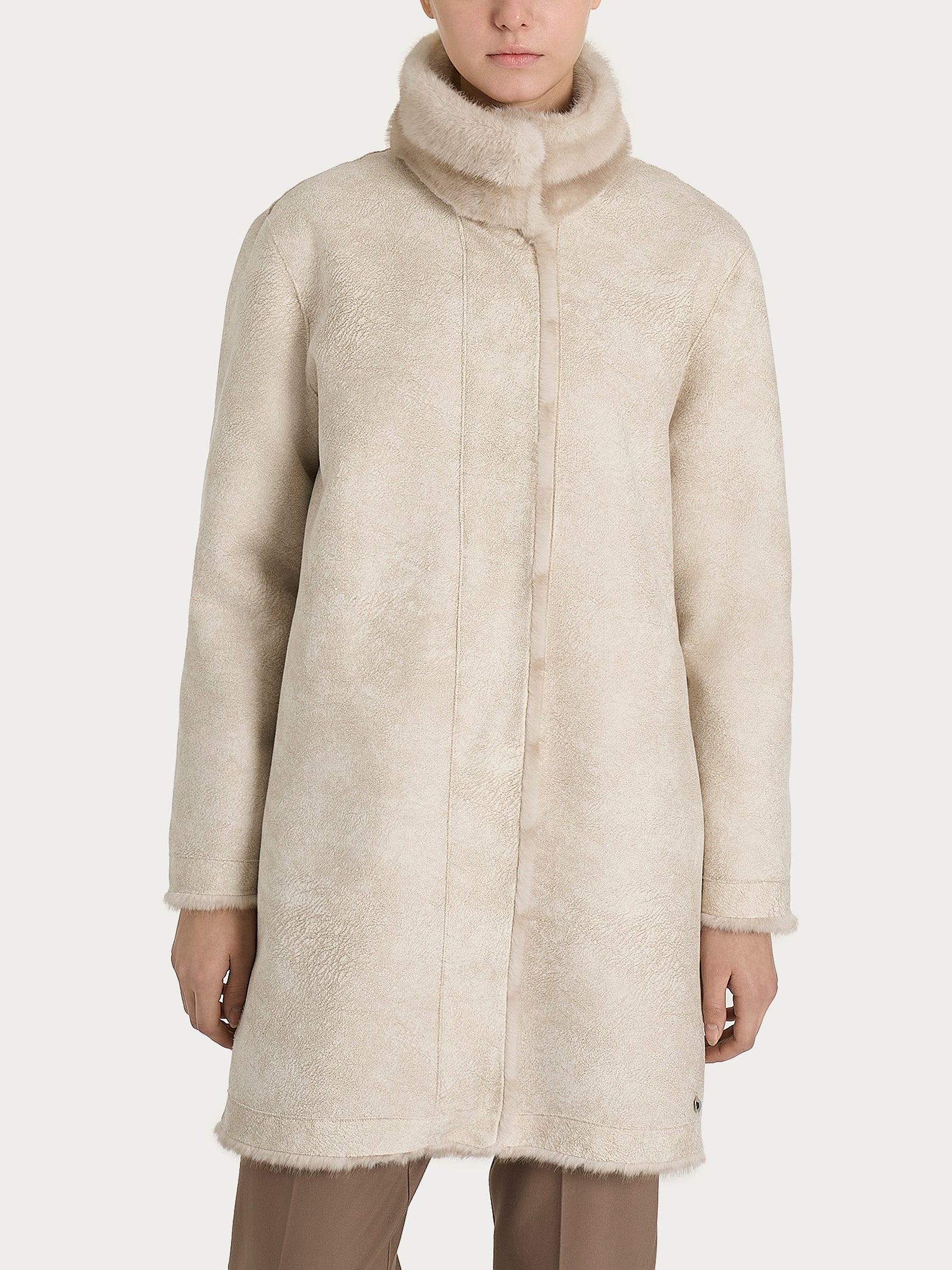 Ragno Cappotto Double-Face Vegan Fur Champignon con Cintura