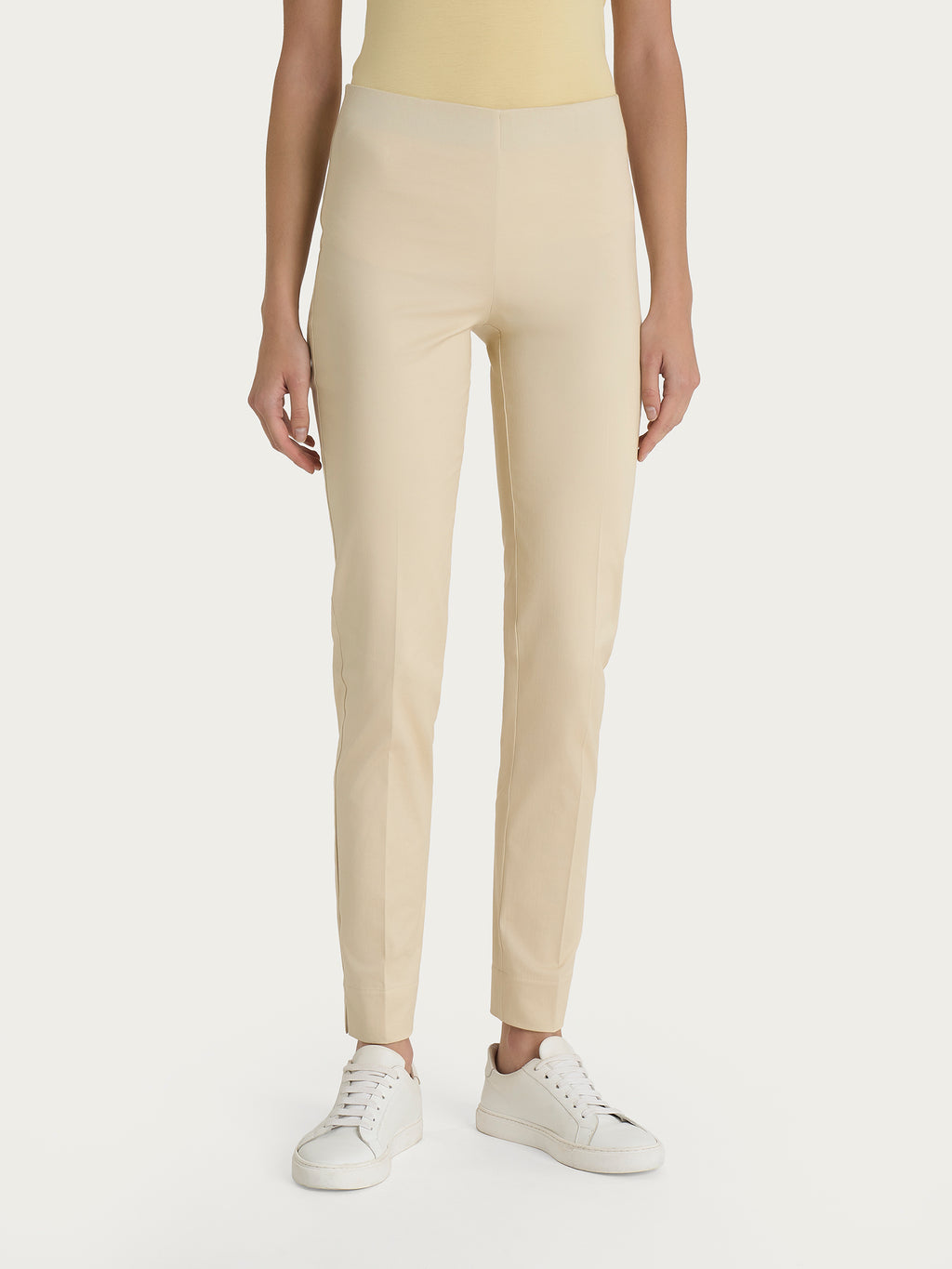 Ragno Satin Power pantaloni sigaretta Wood Ash con spacco