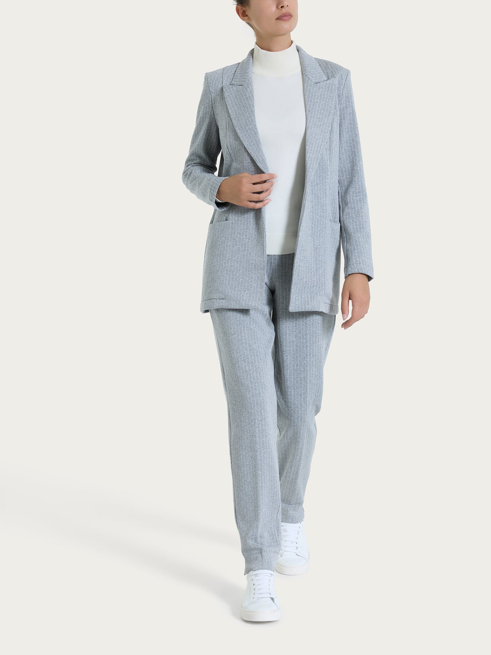 Ragno Compact blazer donna over gessato Fant.Grigio