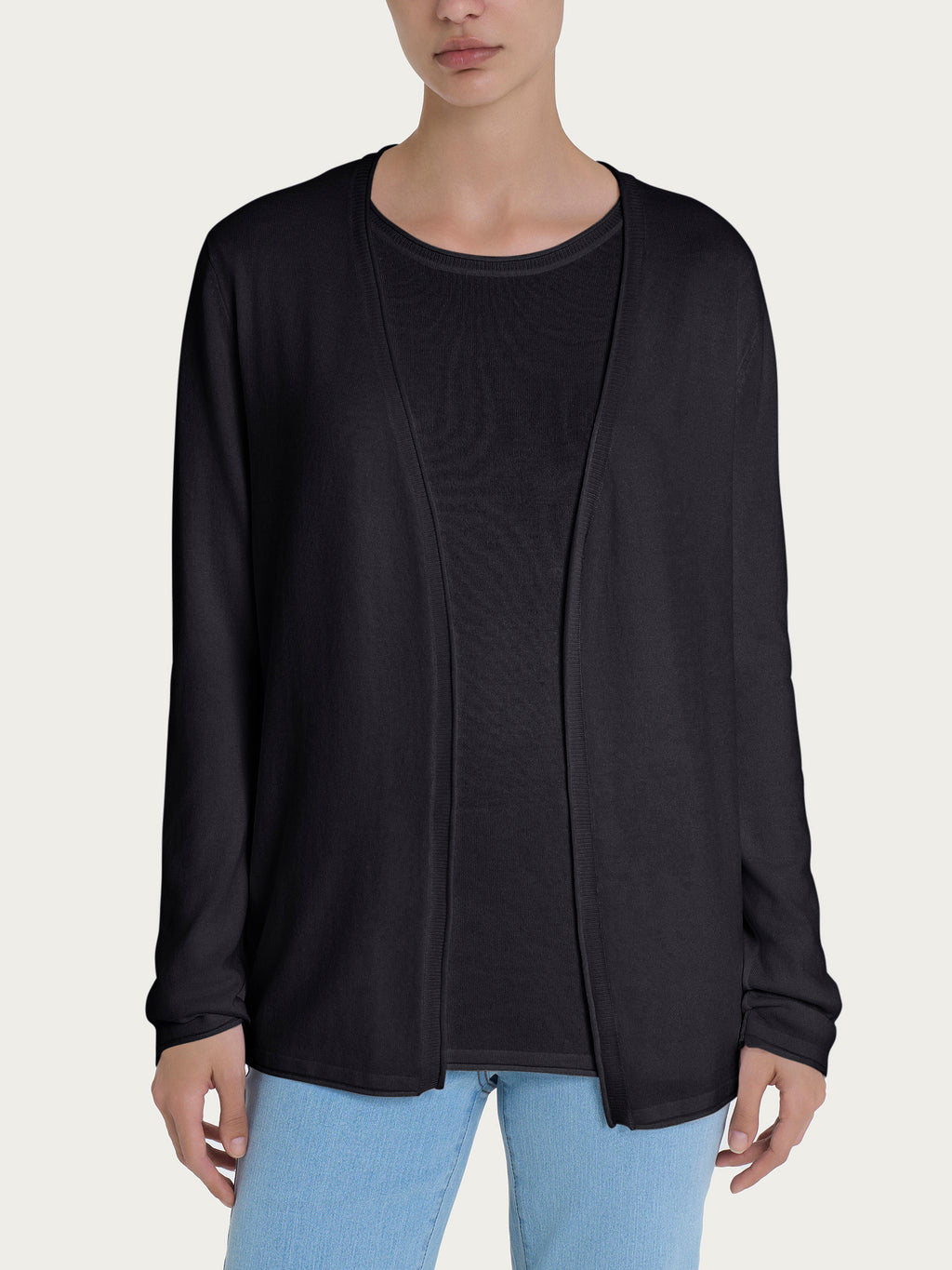 Ragno Summertime Cardigan Aperto Nero Senza Bottoni