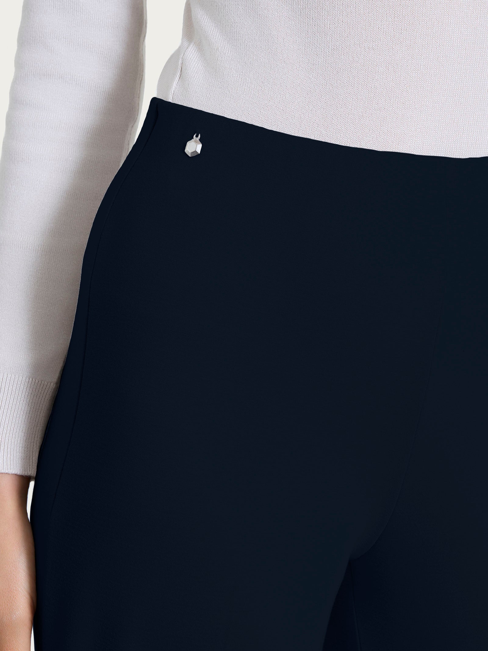 Ragno Compact Pantalone Sigaretta con Risvolto Bleu