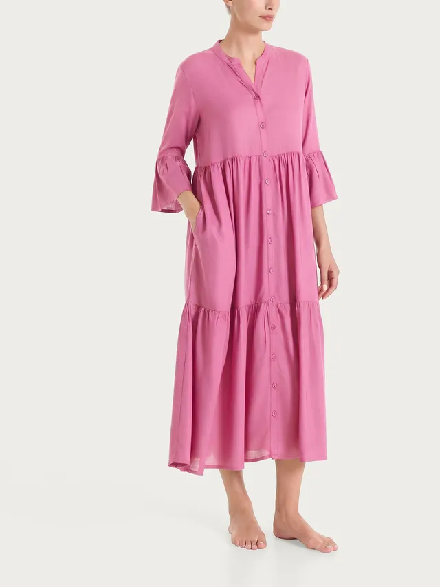 Ragno Beachwear Aperto Balze abito lungo rosa