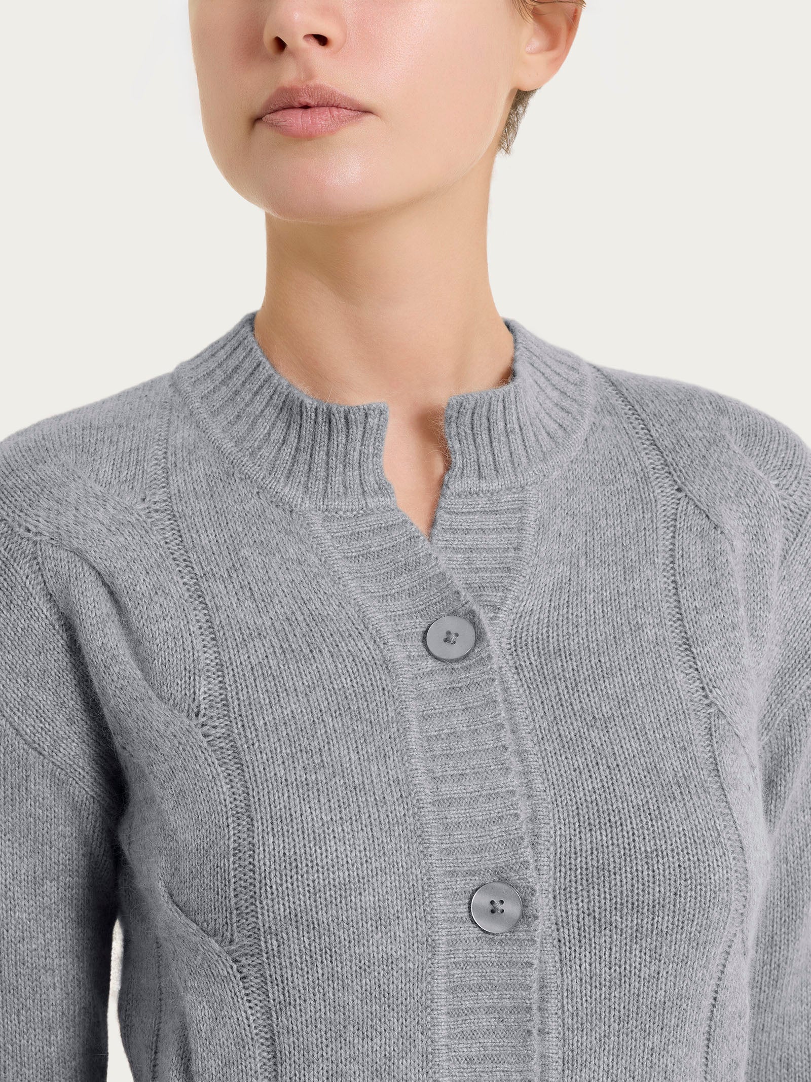 Ragno Natural Soft Cardigan Corto Trecce Donna Ferro Mel.