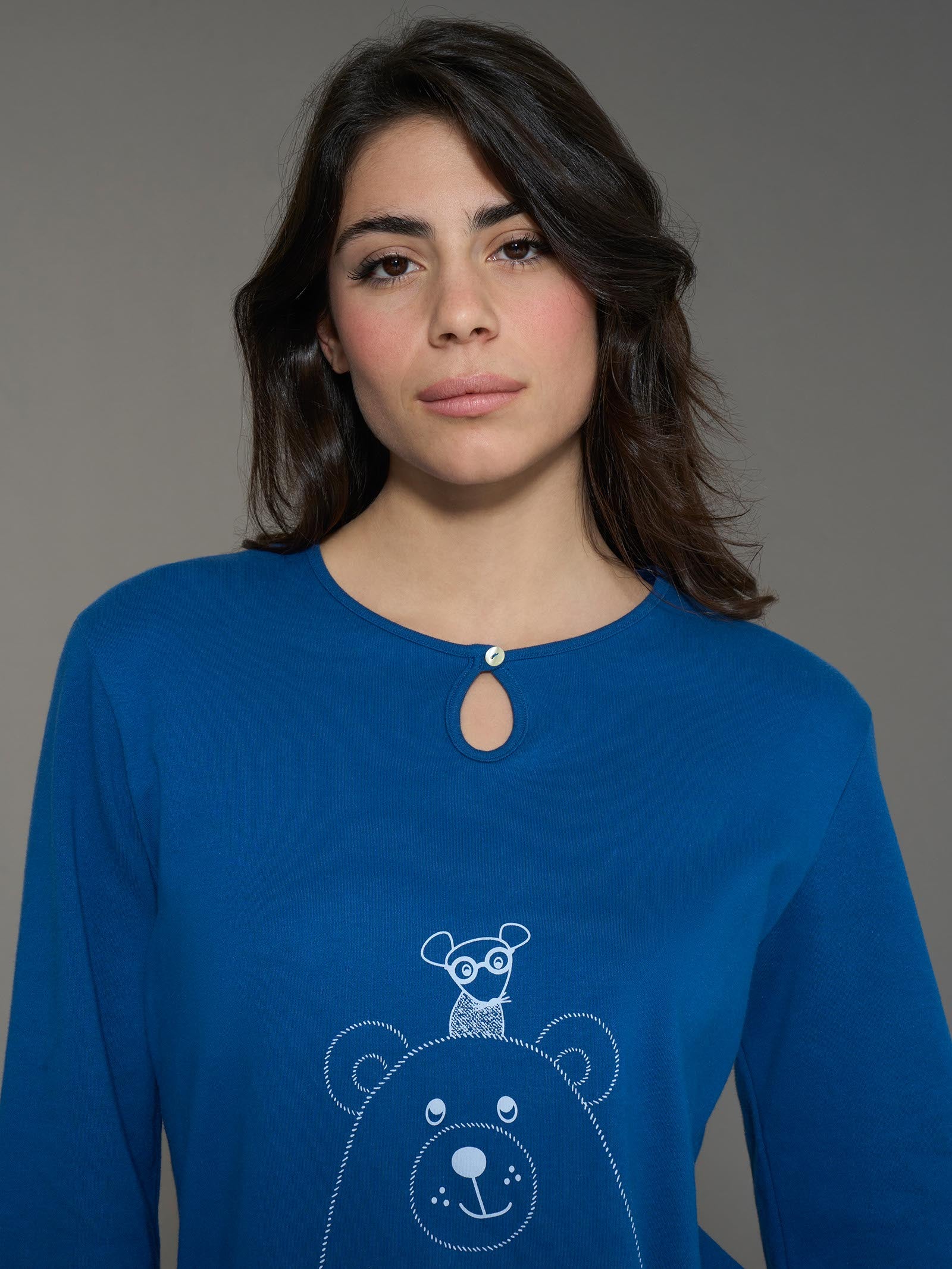 Ragno Pigiama lungo set sail cotone scollo a goccia
