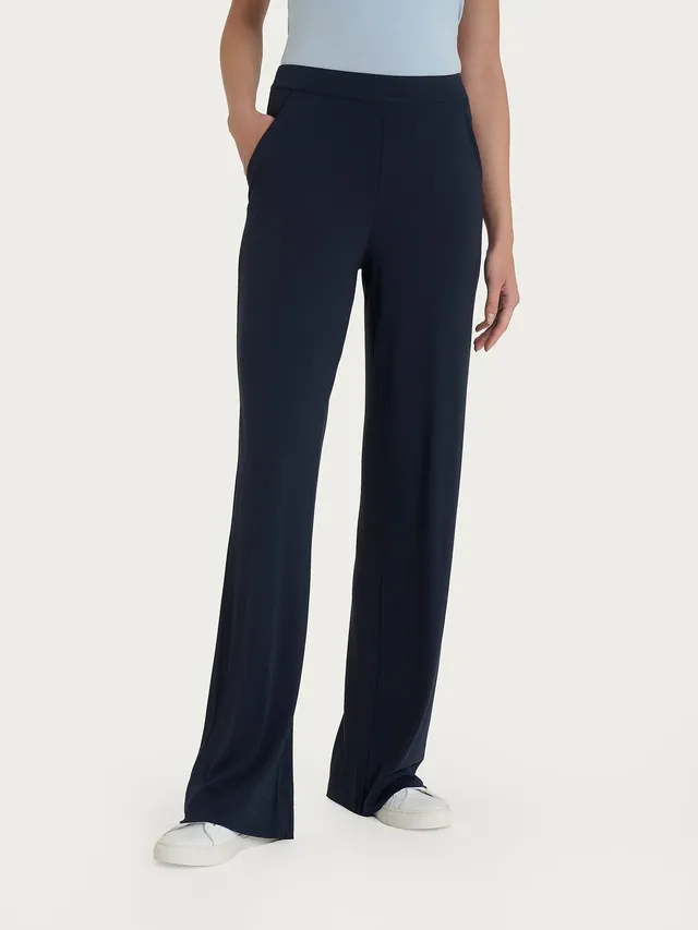 Ragno Viscosa Crepe Pantalone Ampio Bleu wide leg