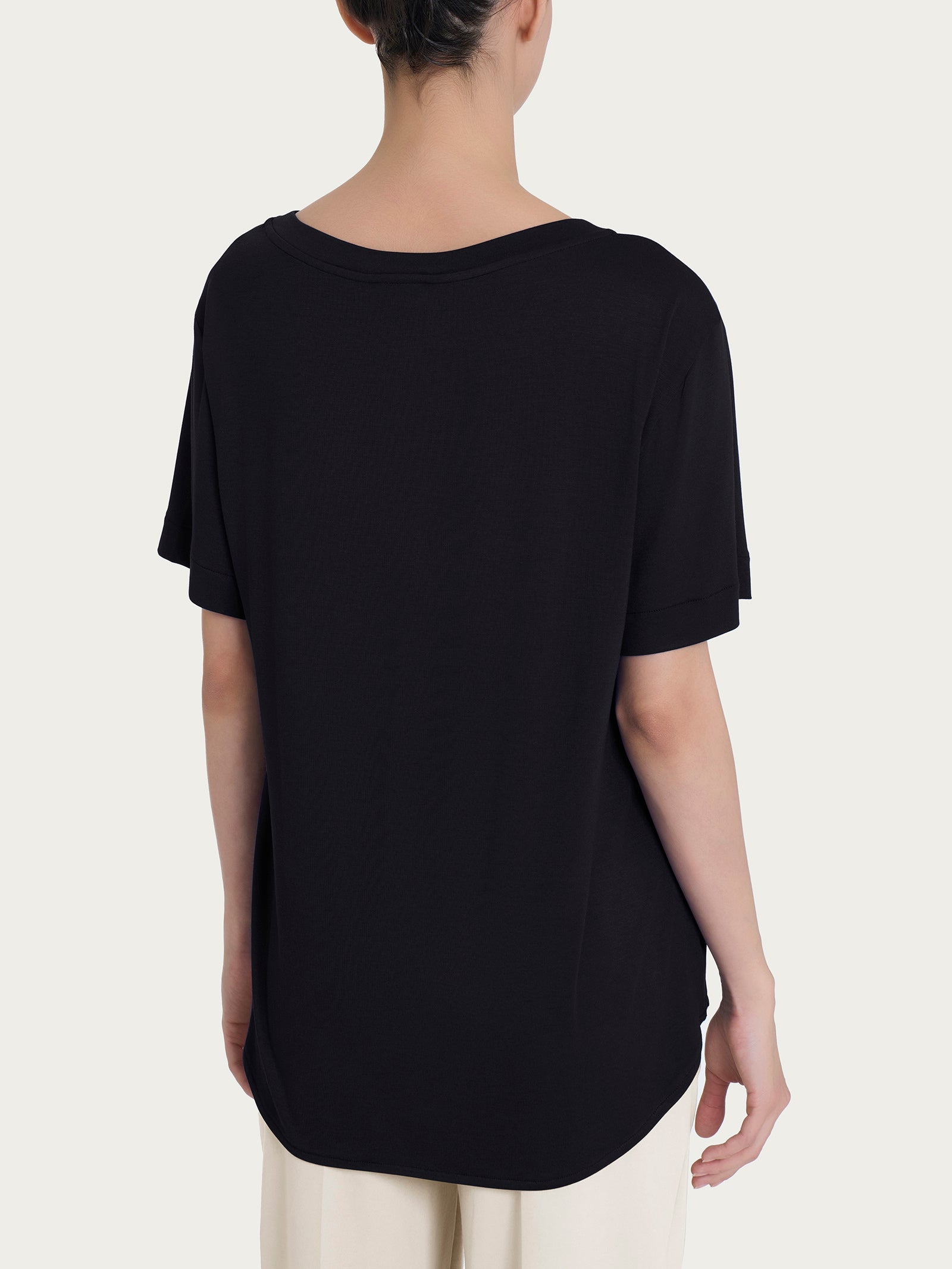 Ragno Viscosa Summer Maglietta Barchetta Nera Fresca